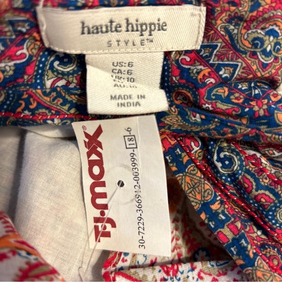 Haute Hippie Dress 6 New Pretty Paisley Flutter Sleeve Lace Trim Boho Hippy Midi - Picture 2 of 11